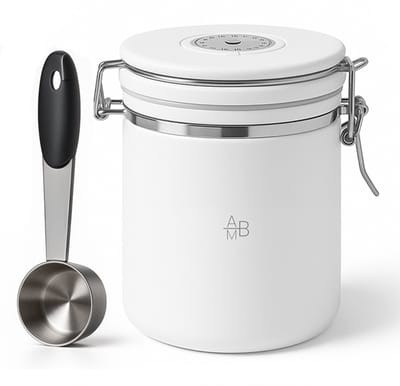 Adore Maison Barista Koffie Voorraadpot 1.2L – Luchtdichte Opslag voor Koffiebonen & Thee – Met Maatlepel – Wit