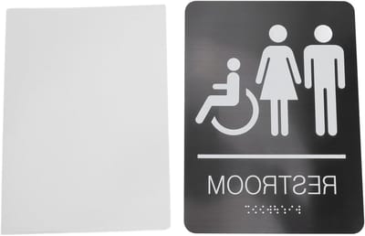 Zelfklevend toiletbord met rvs, verhoogde tekst en braille - Toegankelijkheidsbord voor toiletten, deurstickers en sanitairinformatie