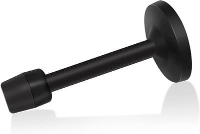 Zwarte Deurstoppers van 10 cm voor Binnen en Buiten, Wandmontage, RVS en Rubber, Wandbescherming en Deurbeveiliging, 100mm