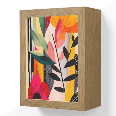 Wandlamp 15x20 cm - Oplaadbaar - Bloemen - Bladeren - Abstract - Kleurrijk - Wandlampen binnen woonkamer - Slaapkamer lamp met kabel - Decoratieve nachtlamp - Vloerlamp snoer