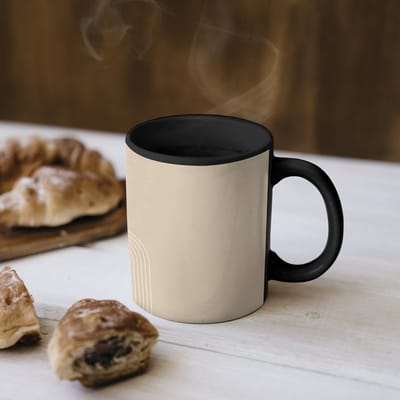 Magische Mok - Foto op Warmte Mokken - Koffiemok - Parallelle lijnen - Lichte textuur - Beige - Magic Mok - Beker - 350 ML - Theemok