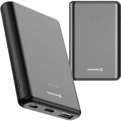 Swissten Powerbank Power Line - 5000 mAh - Geschikt voor o.a. iPhone & Samsung - Zwart