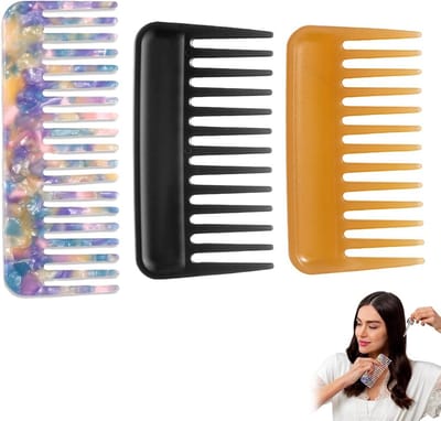 Set van 3 Grove Tandkammen voor Natuurlijke Krullen en Haarstyling