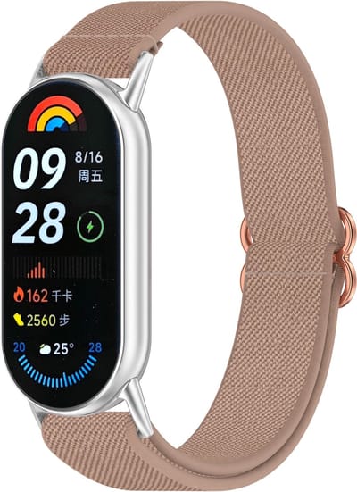 Stravo Nylon Gevlochten Horlogebandje (Nylon Bandje) – Met schuifsluiting – Geschikt voor Xiaomi Smart Band 10 / 9 / 8 (Mi Band 10 / 9 / 8) – Roze