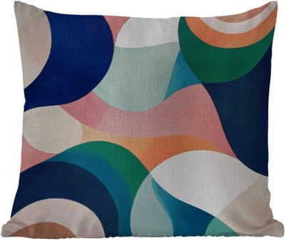 Sierkussen Buiten - Abstract - Blauw - Roze - 60x60 cm - Weerbestendig