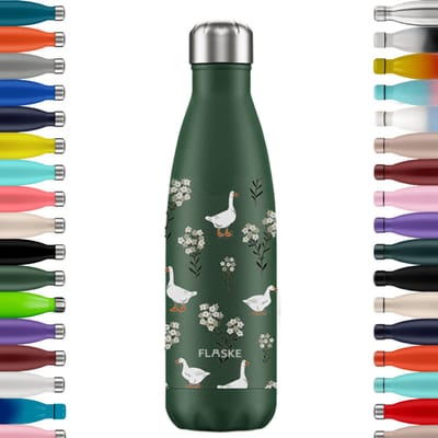 FLASKE Original Drinkfles 500 ml - Geïsoleerde RVS Waterfles - BPA-vrij - 12u Warm & 24u Koud - Geschikt als Thermosfles en Thermoskan - Water Bottle Stainless Steel - Goose Haven