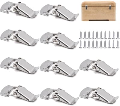 Dailygoods- Spanslot 10 Stuks - Roestvrij Stalen Hevelslot - Metalen Dopslot - Klein Klikslot - Gereedschapskist/Kast Slot - Duurzaam en Sterk - Veerslot