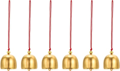 6 Stuks Windgong Klokken - Retro Buiten Hangende Klokken van Metaal voor Tuin en Camping, Goud Rood, Decoratieve Geluidservaring
