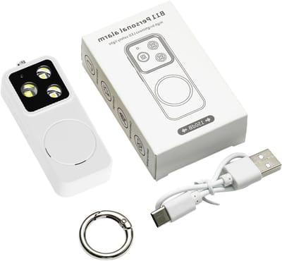 Sleutelhangeralarm - Persoonlijk Alarm - Zelfverdediging - 150dB Luid Geluid - 8x6x2 cm - Wit