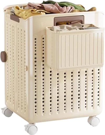Wasmand Met Wielen - Opvouwbare Opberger - Vuil Wasgoed - Ruimtebesparend Ontwerp - 365L x 95B x 43H cm