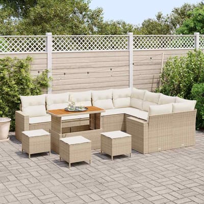 vidaXL - Tuinbank - Set - 14 - st - 11-Aantal - zitplaatsen - Beige - en - Crème