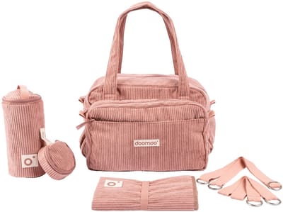 doomoo Fluffy - Luiertas - Zacht en ruim - Multifunctioneel - Comfortabel - Corduroy Pink