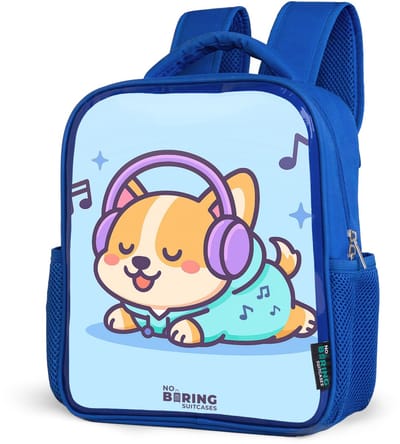 NoBoringSuitcases.com® - Rugzak blauw - Schooltas jongens - Corgihond - Kinder rugtas jongen - Boekentas kind - Kinderrugzak voor school - Schoolrugzak