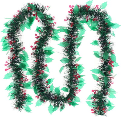 Kerstslinger versierde 2 m hulst en bessen - Plastic - Wit - SILUMEN