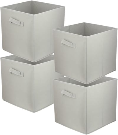LAVITA® Opbergmand Textiel - 31x31x31 Lichtbruin 4 Stuks - Opbergbox Kast Organizer Opbergdoos - Kastlade Verdeler Voor Kleding Ondergoed Badkamer Kledingkast - Vouwdoos Stoffen Doos Opbergdozen