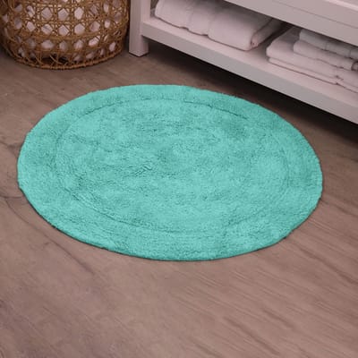 Badmat Rond - Zachte Vloermat - Badkamer Comfort - Extra Zacht Katoen - 76 cm - Turquoise