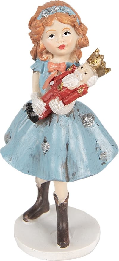 Clayre & Eef Decoratie Beeld Kind 12 cm Blauw Polyresin