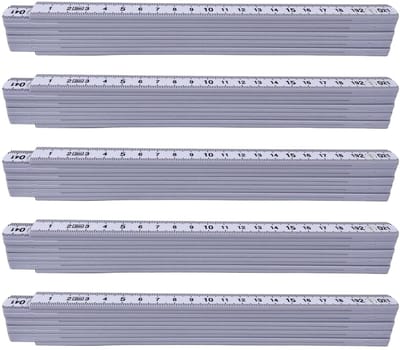 Vouwmeter 2 meter - Kunststof meetlat met 10 segmenten en duplex-ladder, wit