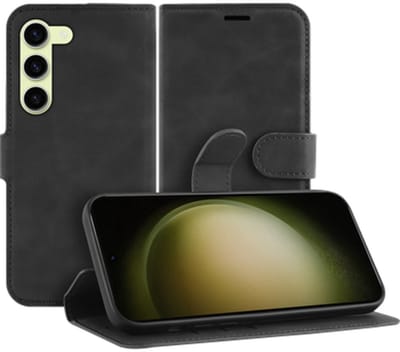 Just in Case hoesje geschikt voor Samsung Galaxy S23 Hoesje met Pasjeshouder - Premium Bookcase - Zwart