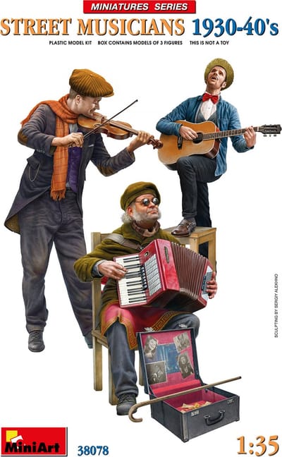 MiniArt Modelbouwpakket Militaire voertuigen - 38078 Straat Muzikanten - 3 Figuren Plastic - 1:35 - Modelbouw