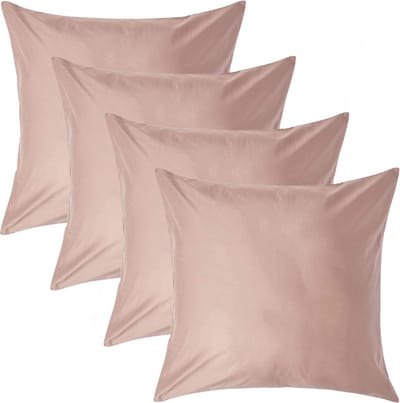 Homescapes Luxe Satijn Kussensloop 80x80 cm – Beige – Set van 4 – 100% Egyptisch Katoen Satijn – Draaddichtheid 1000