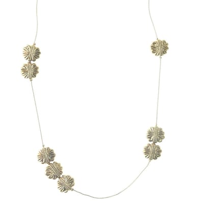 Behave - Lange ketting goudkleur met bloemkralen - Elegante zomerse look