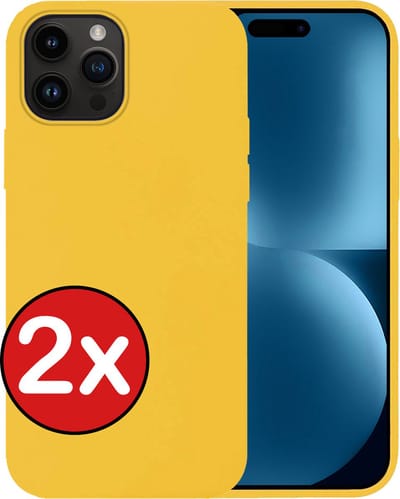 Hoesje - 2 Stuks - Geschikt voor Apple iPhone 15 Pro - Sterk & Shockproof - Telefoonhoes - Back Cover - Case Siliconen - Telefoon Hoes - Geel