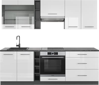 Vicco Fame-Line Complete keukeneenheid – 235 cm zonder werkblad Wit hoogglans/antraciet