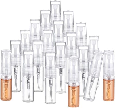Set van 100 Mini Spray Flesjes 2 ml van Glas - Transparante Flesjes voor Parfum, Essentiële Olie en Reizen met Fijne Mist Dispenser