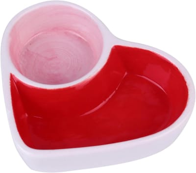 Keramische Voerbak - Dierenbak Bakje - Kleine Huisdieren - Ergonomisch Schuin Ontwerp - 9.5 x 8 cm - Rood