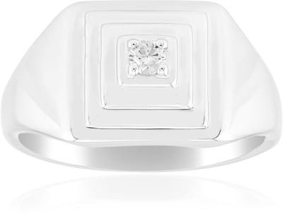 Cavill - Zilveren ring - 925 Sterling zilver gerhodineerd - I1 G Diamant 0,044 ct ronde briljant - moderne elegante ring 21x19 mm