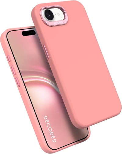 DECODED Siliconen Hoesje voor iPhone 17e/16e - Premium Soft-Touch - Antibacteriële Coating - Geschikt voor MagSafe - Draadloos Oplaadbaar - Schokbestendig Hoes - Roze