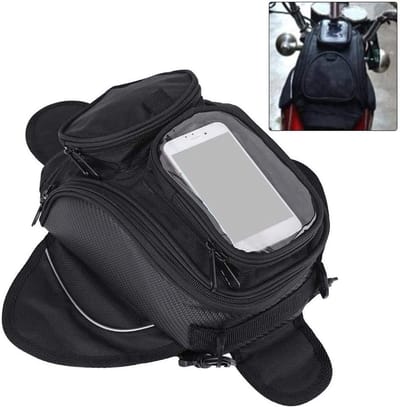 Waterdichte motor tanktas van 1680D Oxford stof, magnetisch en slijtvast, ideaal voor motorrijders, 35x18x15 cm met doorzichtige zak voor navigatie en accessoires