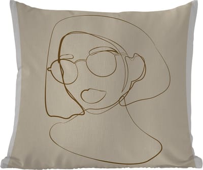 Buitenkussen Weerbestendig - Vrouw - Line art - Minimalisme - 50x50 cm