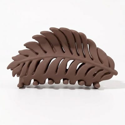 Bruin bladvormige haar clip dames – matte kunststof haar klem – grote antislip haar clip – stevig haar accessoire voor dagelijks gebruik