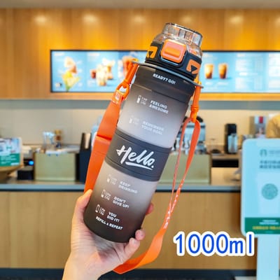 Waterfles - Waterfles - Sportwaterfles - Grote waterfles - 1 L - Watertemperatuur lager dan 60 graden - Verloopkleur Zwart