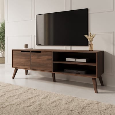 Meubella - Nido - TV-Meubel - Donker eikenpatroon - 160x40x55 cm