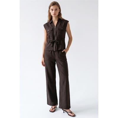 Katoenen Mouwloos Vest en Wijde Broek Set