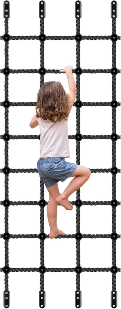 Kinderen Klimnet 355 x 76 cm voor Speeltoren - Veilig Nylon Touwladder voor Binnen en Buiten, Geschikt voor Klimwanden en Obstakelbanen
