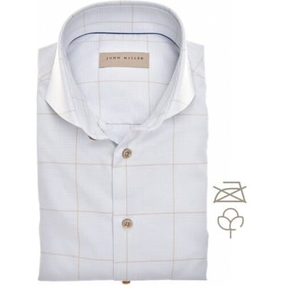 John Miller Overhemd Check Lichtblauw - Maat 38 - Heren - Overhemden Casual