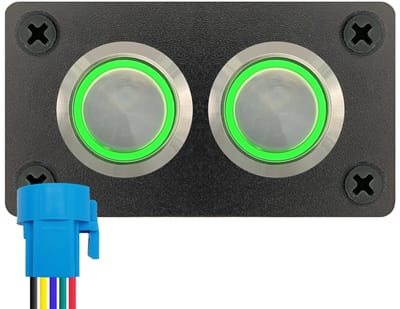 ProRide Metalen drukschakelaar 220V ON-OFF - Inbouwpaneel tweevoudig - 22mm - IP67 - LED indicatie Groen