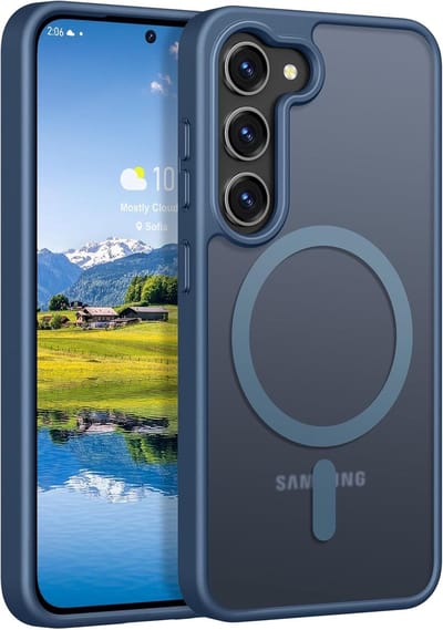 YPCd - MagSafe Backcover Geschikt voor Samsung Galaxy S24 – Shockproof TPU - Hard PC Achterkant – Sterke MagSafe Magneet – Camera Bescherming – Blauw