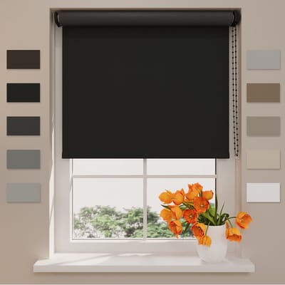 DTCH® Rolgordijn Verduisterend - Easy Match - Zwart - 40 x 190 cm - Rolgordijn zonder boren - Maten van 40 t/m 240 cm breed