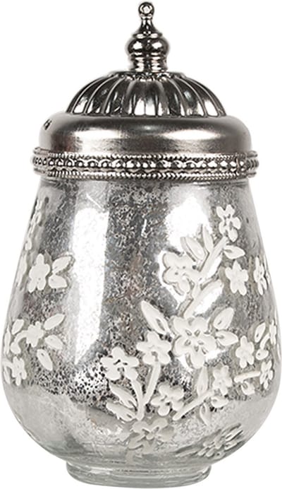 Clayre & Eef LED Lantaarn Ø 9x15 cm Zilverkleurig Glas
