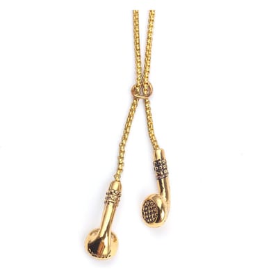 Mode Hip Hop Bedel Muziek Headset Oordopjes Metaal Man Kleding Accessoires Ketting Sieraden Voor Mannen Vrouwen Hanger Groothandel beige