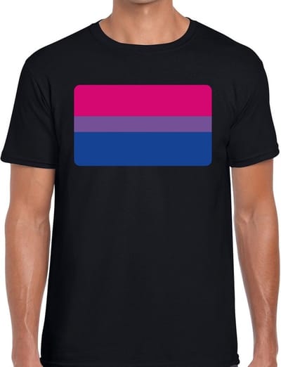 Bisexueel vlag gaypride t-shirt - zwart shirt met vlag in Bi kleuren voor heren - gaypride/LHBT kleding S