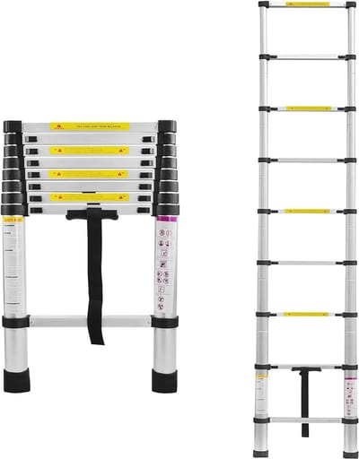 Telescopische Ladder 2,6 m - Multifunctionele Aluminium Ladder met Antislip en Hoogte Verstelbaarheid