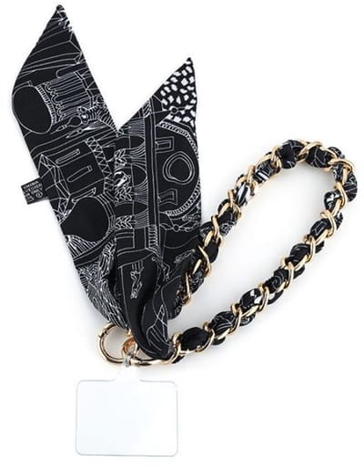 Luxe telefoonkoord - Kort - Zwart - Dames - Goudkleur - Telefoon/Handtas accessoire