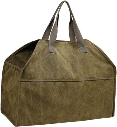Canvas Houtdrager - Brandhout Tas - Haardhout Opslag - Grote Capaciteit - 57 x 24 x 46 cm - Modderkleur