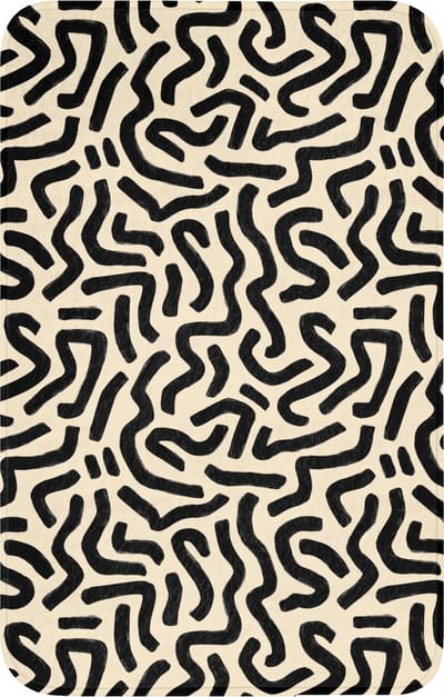 WC mat 50x80 cm - Antislip - Abstract - Lijnen - Zwart - Toiletmat - Vloermat - Douchemat - Toilet tapijt - Toiletmatten